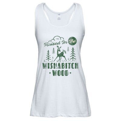 Raised In The Wishabitch Woods Funny Camping Ladies Essential Flowy Tank