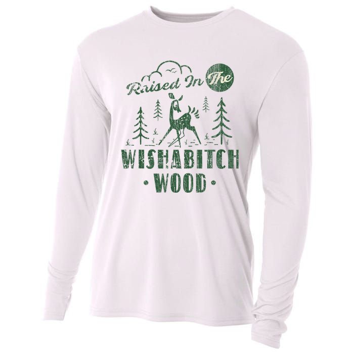 Raised In The Wishabitch Woods Funny Camping Cooling Performance Long Sleeve Crew