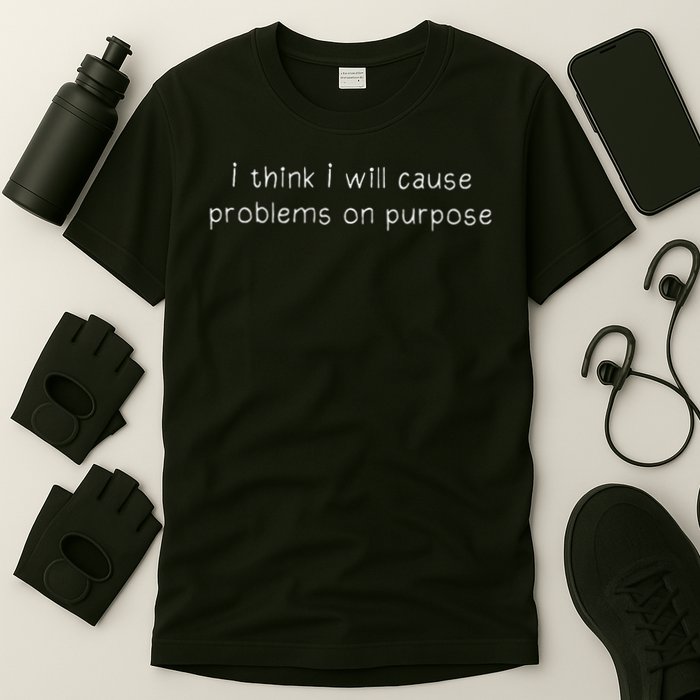 Retro I Think I Will Cause Problems On Purpose Funny  T-Shirt