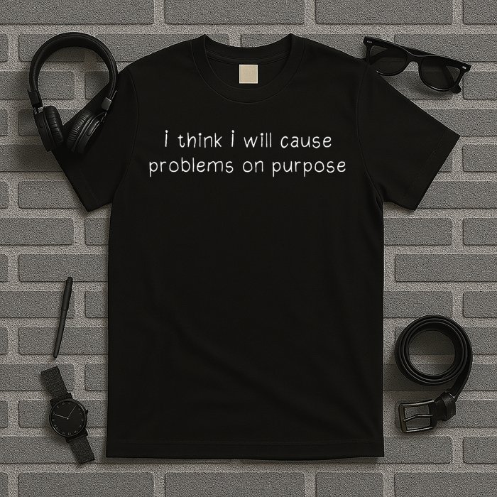 Retro I Think I Will Cause Problems On Purpose Funny  T-Shirt