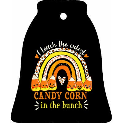 Rainbow I Teach Cutest Candy Corn Teacher Halloween Costume Ceramic Bell Ornament