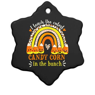 Rainbow I Teach Cutest Candy Corn Teacher Halloween Costume Ceramic Star Ornament