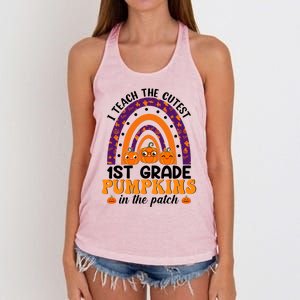 Rainbow I Teach The Cutest Pumpkins 1St Grade Teacher Gift Women's Knotted Racerback Tank