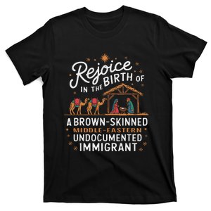 Rejoice In The Birth Of A Brown Skinned Christmas Christian T-Shirt