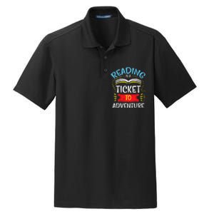 Reading Is Ticket To Adventure Book Lover Bookworm Librarian Dry Zone Grid Polo