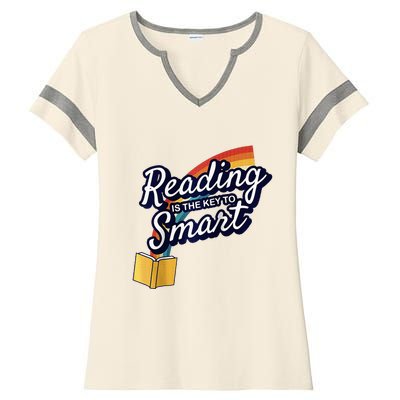 Reading Is The Key To Smart Raglan Baseball Ladies Halftime Notch Neck Tee