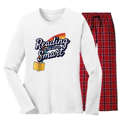 Reading Is The Key To Smart Raglan Baseball Women's Long Sleeve Flannel Pajama Set 