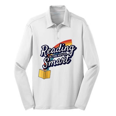 Reading Is The Key To Smart Raglan Baseball Silk Touch Performance Long Sleeve Polo