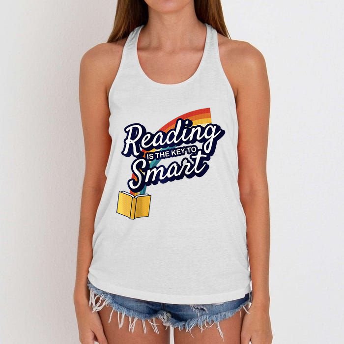 Reading Is The Key To Smart Raglan Baseball Women's Knotted Racerback Tank