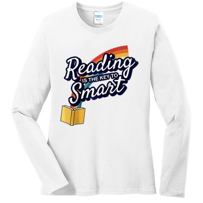 Reading Is The Key To Smart Raglan Baseball Ladies Long Sleeve Shirt