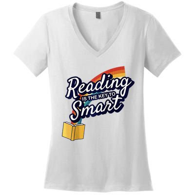 Reading Is The Key To Smart Raglan Baseball Women's V-Neck T-Shirt