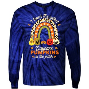 Rainbow I Teach The Cutest Pumpkins In The Patch Fall Season Tie-Dye Long Sleeve Shirt