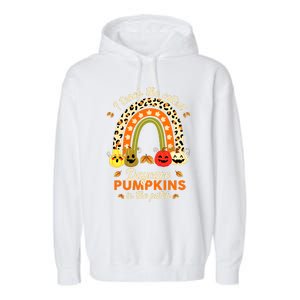 Rainbow I Teach The Cutest Pumpkins In The Patch Fall Season Garment-Dyed Fleece Hoodie