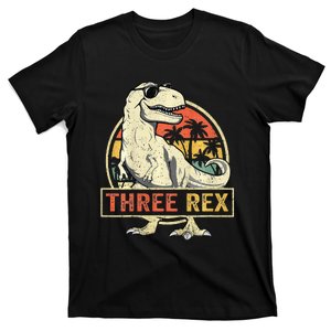 Roaring into Three Dinosaur Birthday Celebration T-Shirt