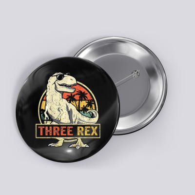 Roaring into Three Dinosaur Birthday Celebration Button