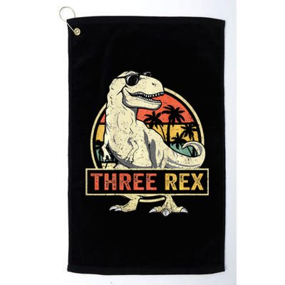 Roaring into Three Dinosaur Birthday Celebration Platinum Collection Golf Towel