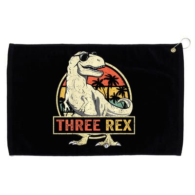 Roaring into Three Dinosaur Birthday Celebration Grommeted Golf Towel