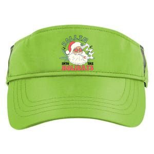 Rollin Into The Holidays Funny Marijuana Santa Adult Drive Performance Visor