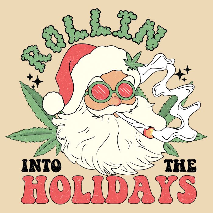 Rollin Into The Holidays Funny Marijuana Santa Bag