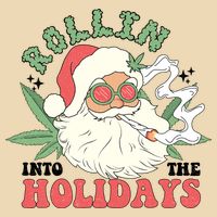 Rollin Into The Holidays Funny Marijuana Santa Zip Tote Bag