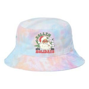 Rollin Into The Holidays Funny Marijuana Santa Tie Dye Newport Bucket Hat