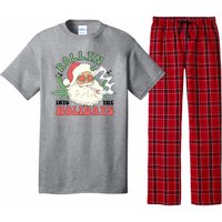 Rollin Into The Holidays Funny Marijuana Santa Pajama Set