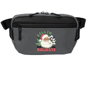 Rollin Into The Holidays Funny Marijuana Santa Crossbody Pack