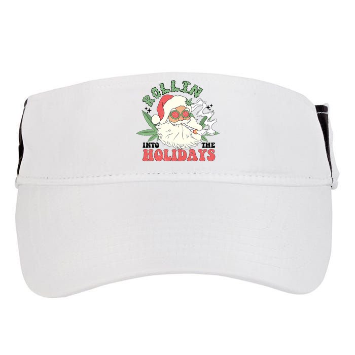 Rollin Into The Holidays Funny Marijuana Santa Adult Drive Performance Visor
