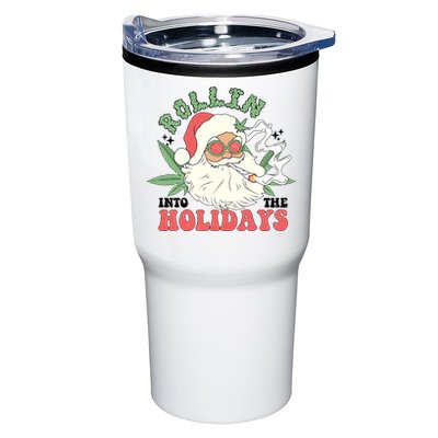 Rollin Into The Holidays Funny Marijuana Santa Tumbler