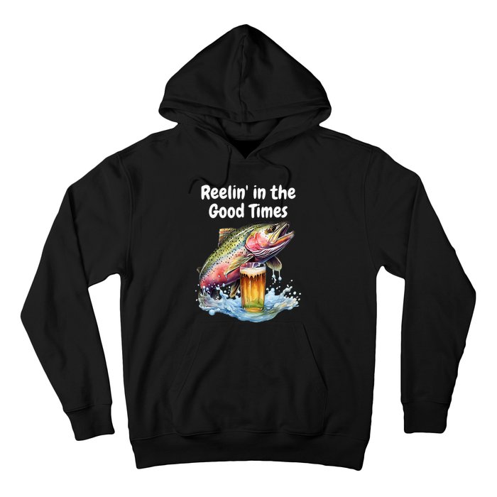 Reelin In The Good Times A Unique Fish & Beer Design Hoodie