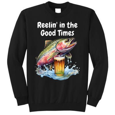 Reelin In The Good Times A Unique Fish & Beer Design Sweatshirt