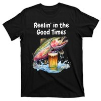 Reelin In The Good Times A Unique Fish & Beer Design T-Shirt