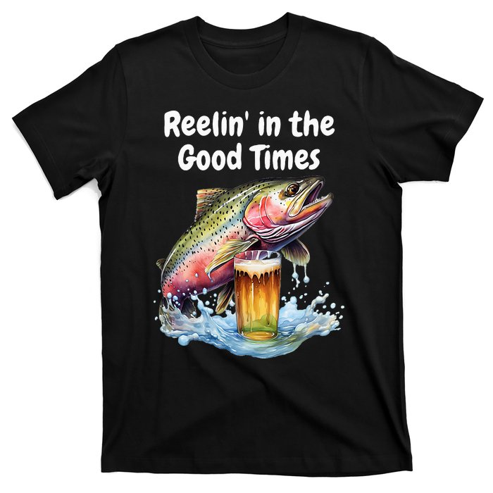 Reelin In The Good Times A Unique Fish & Beer Design T-Shirt