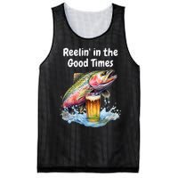 Reelin In The Good Times A Unique Fish & Beer Design Mesh Reversible Basketball Jersey Tank