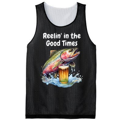 Reelin In The Good Times A Unique Fish & Beer Design Mesh Reversible Basketball Jersey Tank