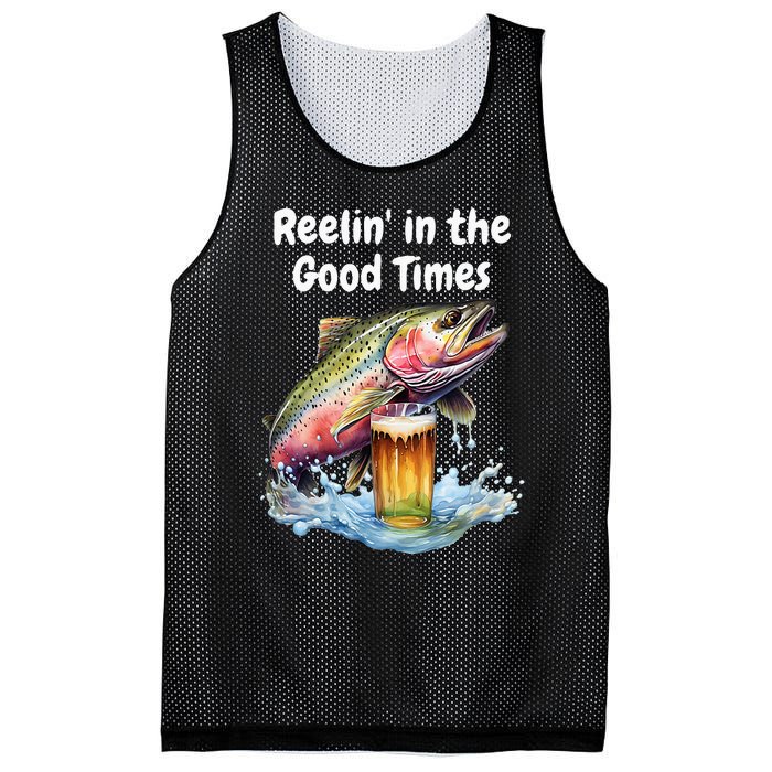 Reelin In The Good Times A Unique Fish & Beer Design Mesh Reversible Basketball Jersey Tank