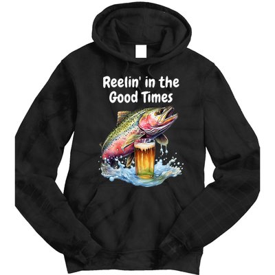 Reelin In The Good Times A Unique Fish & Beer Design Tie Dye Hoodie