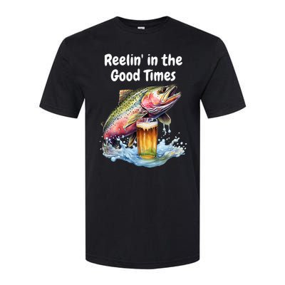 Reelin In The Good Times A Unique Fish & Beer Design Softstyle CVC T-Shirt