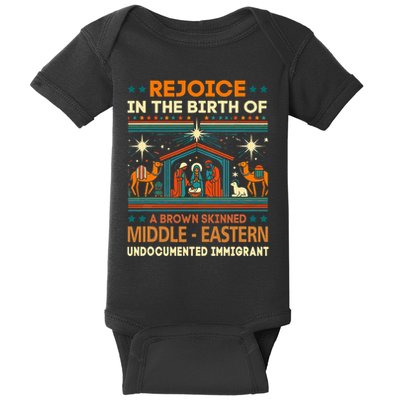 Rejoice In The Birth Of A Brown Skinned Middle Eastern Jesus Baby Bodysuit