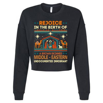 Rejoice In The Birth Of A Brown Skinned Middle Eastern Jesus Cropped Pullover Crew