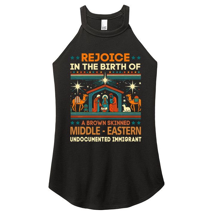 Rejoice In The Birth Of A Brown Skinned Middle Eastern Jesus Women's Perfect Tri Rocker Tank
