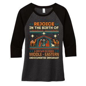 Rejoice In The Birth Of A Brown Skinned Middle Eastern Jesus Women's Tri-Blend 3/4-Sleeve Raglan Shirt