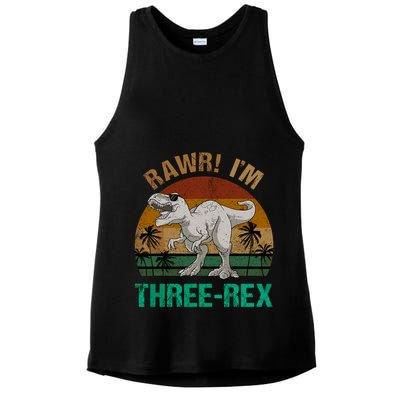 Rawr I'm Three Rex 3rd Birthday T-rex Dinosaur 3 Years Old Ladies PosiCharge Tri-Blend Wicking Tank