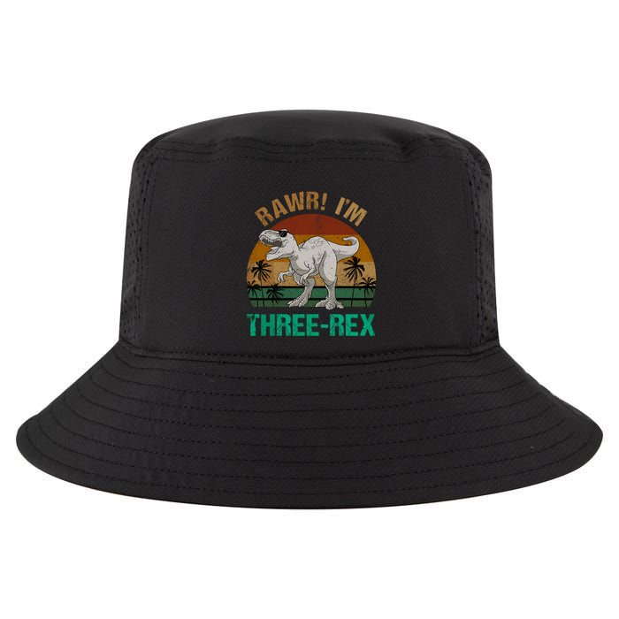 Rawr I'm Three Rex 3rd Birthday T-rex Dinosaur 3 Years Old Cool Comfort Performance Bucket Hat