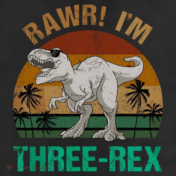Rawr I'm Three Rex 3rd Birthday T-rex Dinosaur 3 Years Old Cool Comfort Performance Bucket Hat
