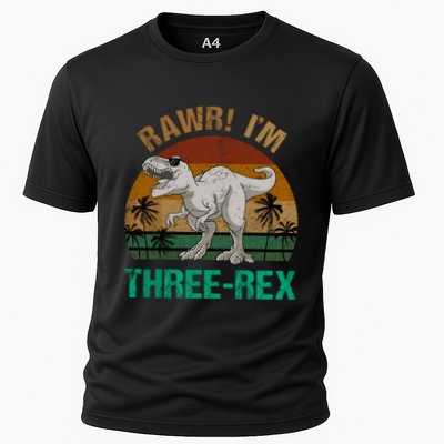 Rawr I'm Three Rex 3rd Birthday T-rex Dinosaur 3 Years Old Performance Shirt