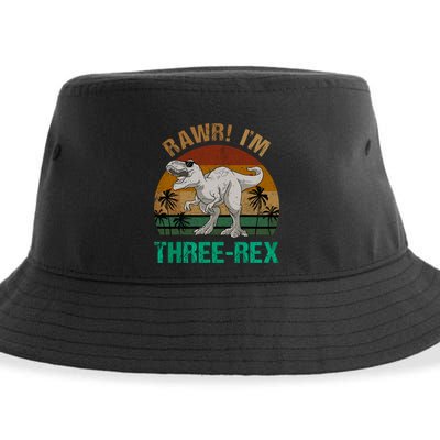 Rawr I'm Three Rex 3rd Birthday T-rex Dinosaur 3 Years Old Sustainable Bucket Hat
