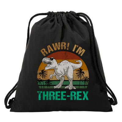 Rawr I'm Three Rex 3rd Birthday T-rex Dinosaur 3 Years Old Drawstring Bag