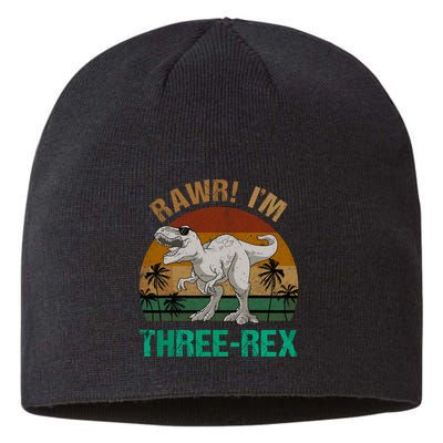 Rawr I'm Three Rex 3rd Birthday T-rex Dinosaur 3 Years Old Sustainable Beanie