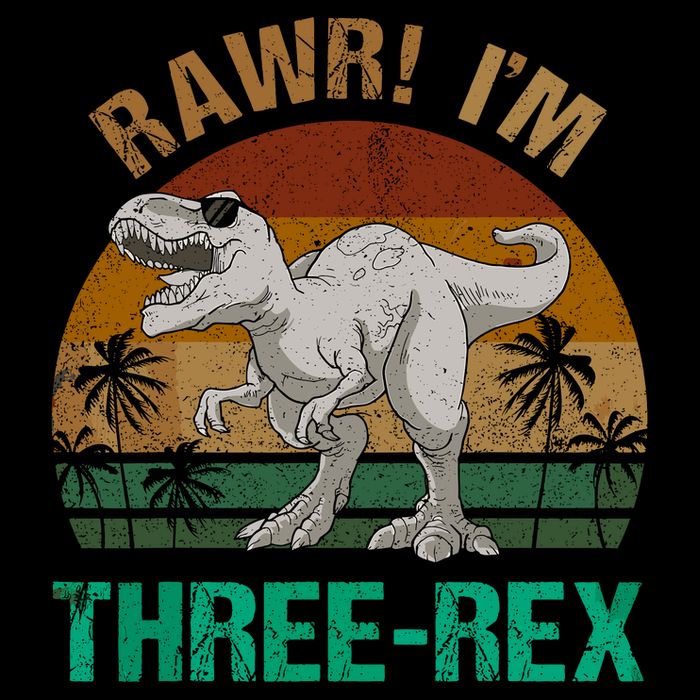 Rawr I'm Three Rex 3rd Birthday T-rex Dinosaur 3 Years Old Cropped Pullover Crew